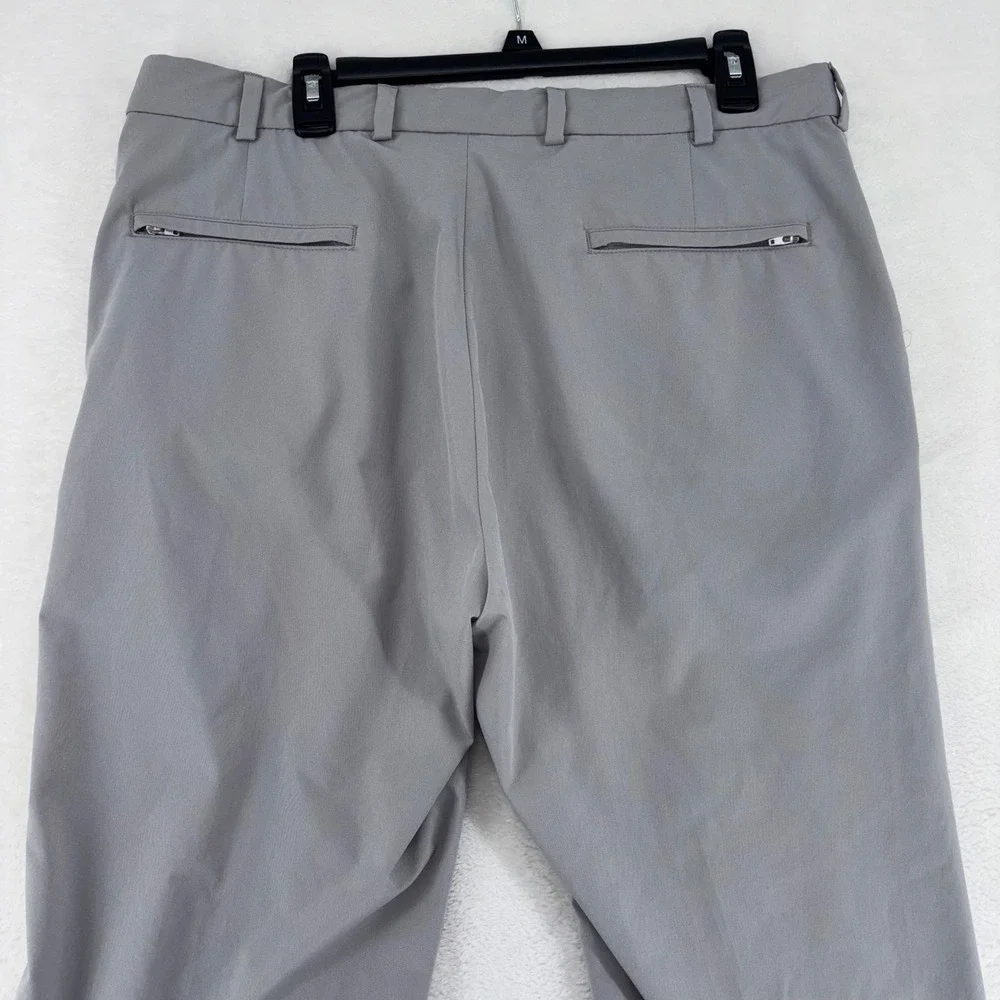 Brooks Brothers Mens Performance Golf Chino Pants Grey 36x32 Zip Back Pockets